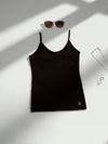 Women's Combed Cotton Spandex Camisole with Adjustable Straps (Black)