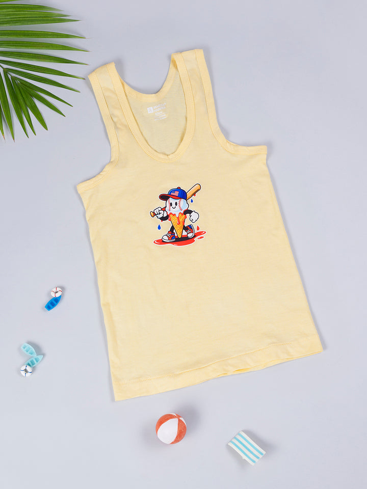 Boy's Graphic Print Round-Neck Vests (Coral)