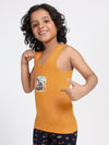 Boy's Graphic Print Round-Neck Vests (Golden Yellow)