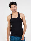 Men's Combed Cotton Rib Gym Vest (Black)