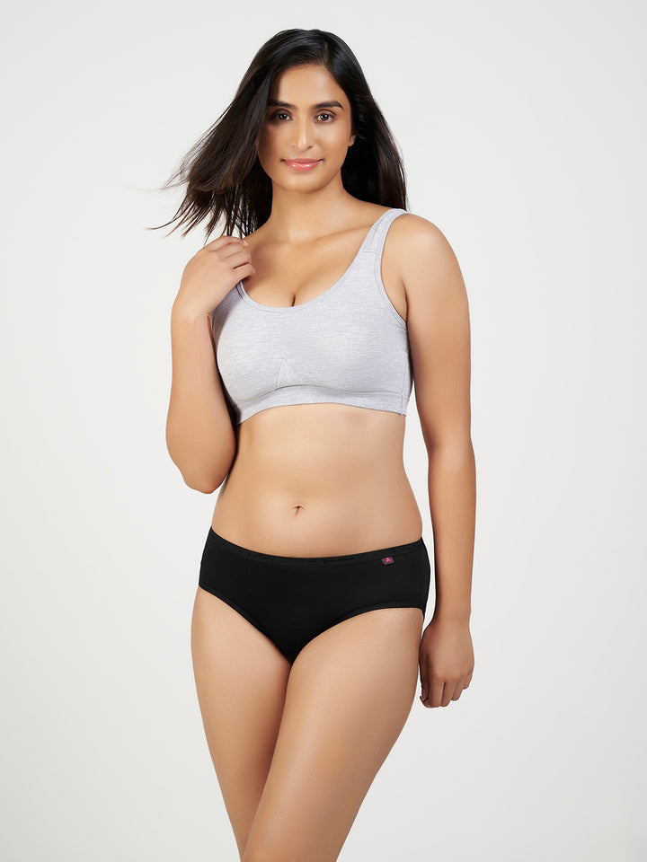 Women's Ultra Light Modal Panty (Black + Petrol Green)