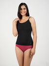 Women's Combed Cotton Spandex Camisole with Adjustable Straps (Black)