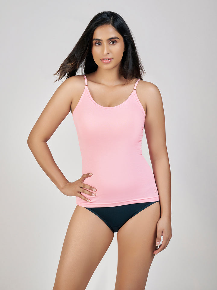 Women's Combed Cotton Spandex Camisole with Adjustable Straps (Delight)