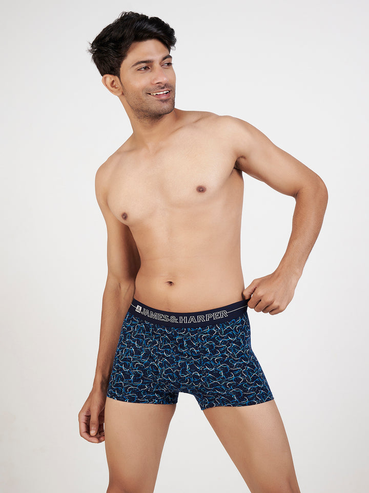 Men's Combed Cotton Spandex Printed Trunk (p3)