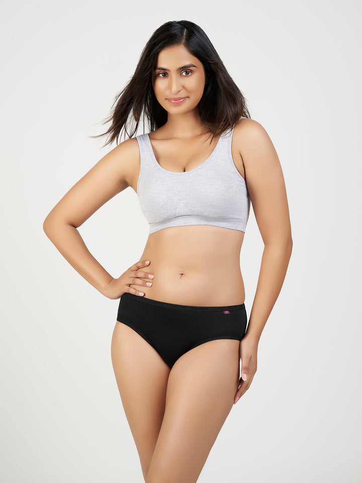 Women's Ultra Light Modal Panty (Black + Petrol Green)