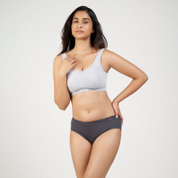 Women's Ultra Light Modal Panty (Dark Grey & Wine)