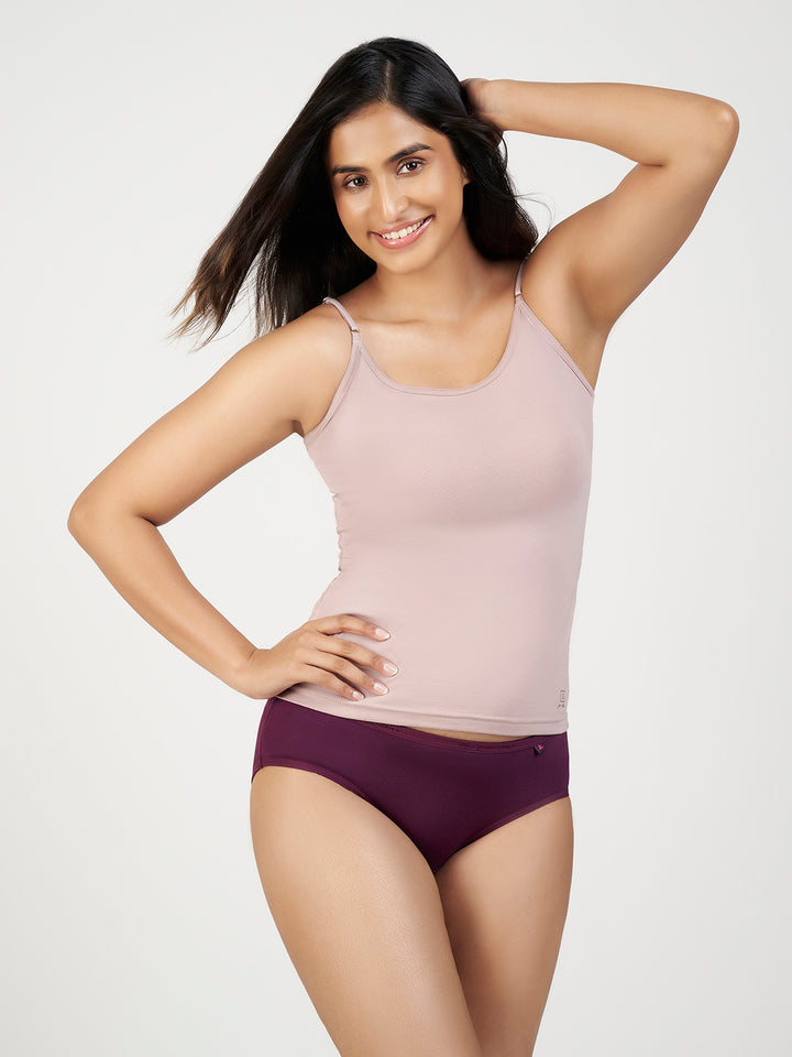 Women's Combed Cotton Spandex Camisole with Adjustable Straps (Light Chocolate)