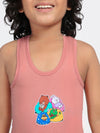 Boy's Graphic Print Round-Neck Vests (Lipstick Rose)