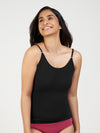 Women's Combed Cotton Spandex Camisole with Adjustable Straps (Black)