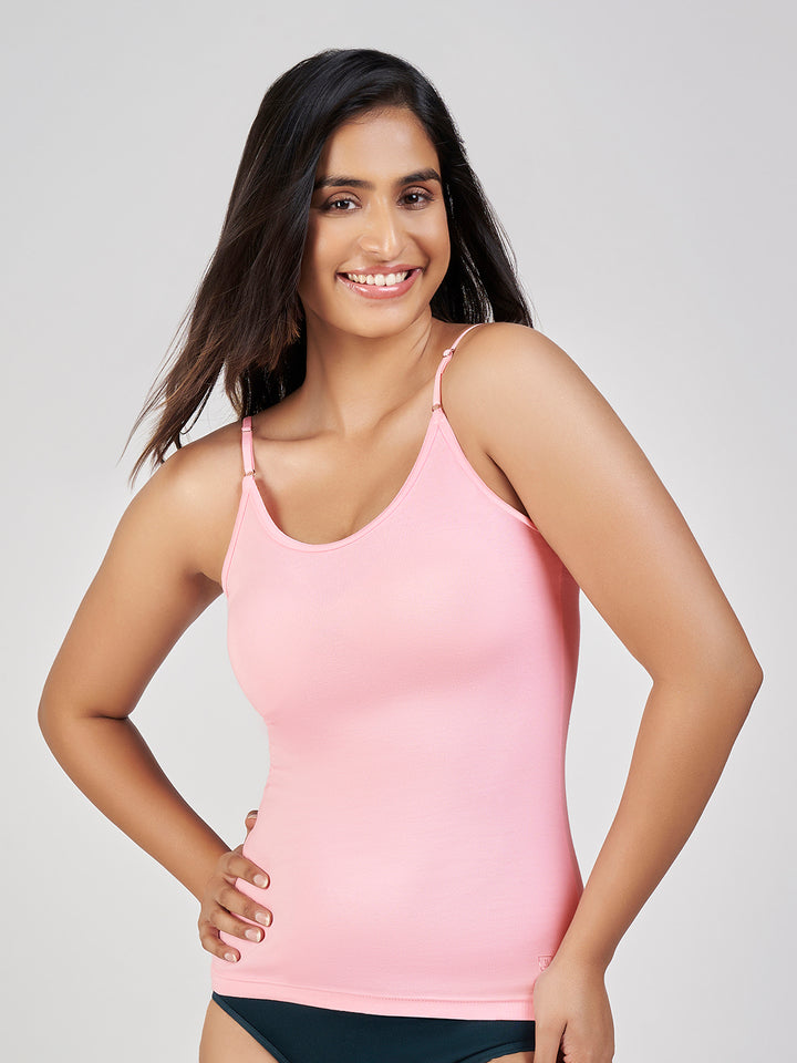 Women's Combed Cotton Spandex Camisole with Adjustable Straps (Delight)