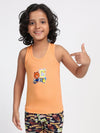 Boy's Graphic Print Round-Neck Vests (Coral)