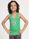 Boy's Graphic Print Round-Neck Vests (Parrot Green)