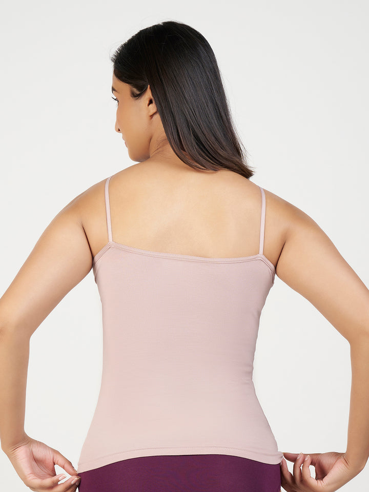 Women's Combed Cotton Spandex Camisole with Adjustable Straps (Light Chocolate)