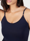 Women's Combed Cotton Spandex Camisole with Adjustable Straps (Navy Blue)