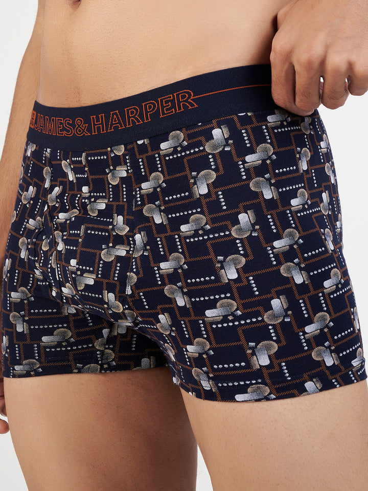 Men's Combed Cotton Spandex Printed Trunk (p4)