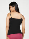 Women's Combed Cotton Spandex Camisole with Adjustable Straps (Black)