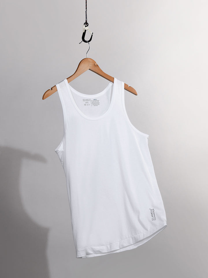 Men's Combed Cotton Rib Gym Vest (White)