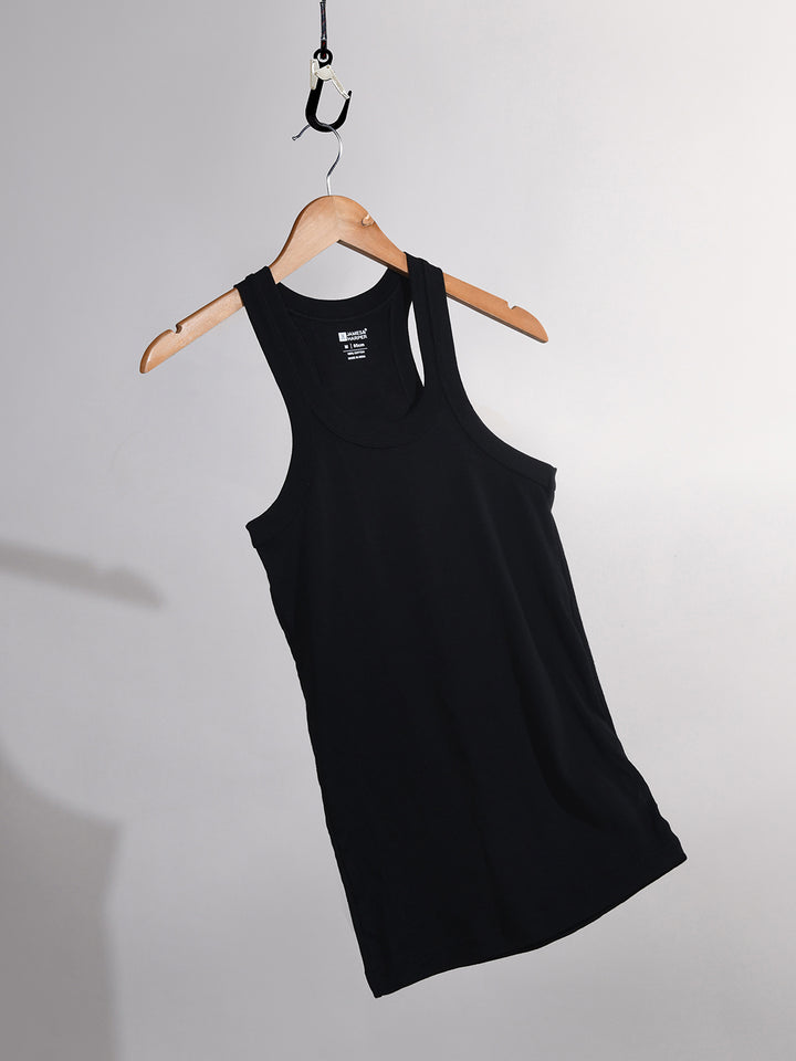 Men's Combed Cotton Rib Gym Vest (Black)