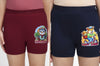 Girl's Combed Cotton Bloomer With Soft Elastane Belt and Folded Bottom (Maroon+Navy Blue)