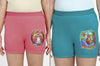 Girl's Combed Cotton Bloomer With Soft Elastane Belt and Folded Bottom (Green+Coral)