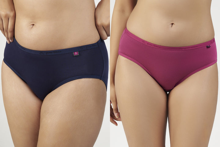 Women's Ultra Light Modal Panty (Candy Pink + Navy Blue)