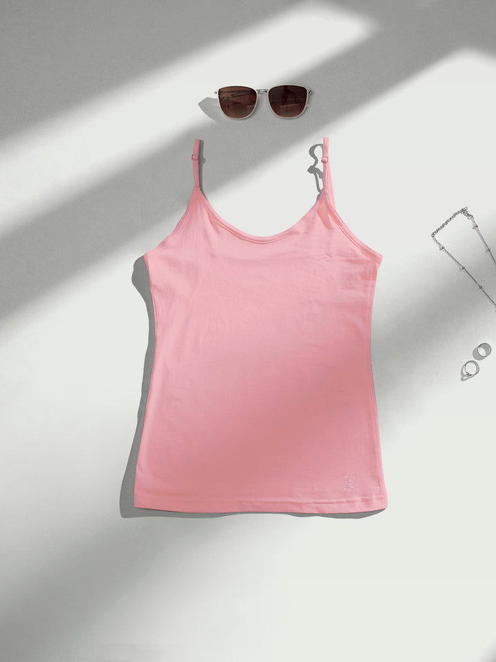 Women's Combed Cotton Spandex Camisole with Adjustable Straps (Delight)